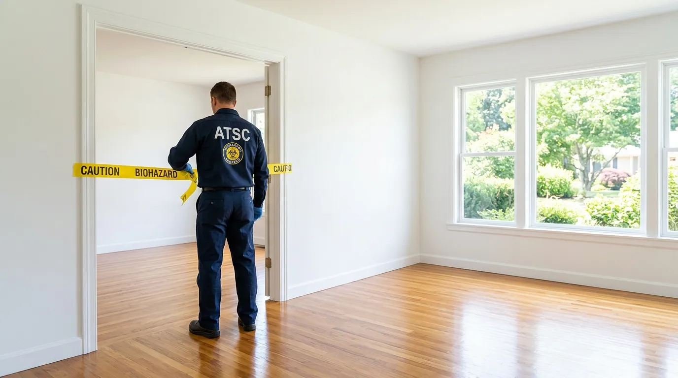 Certified biohazard cleanup crew performing Decomposition Cleanup in Monroe